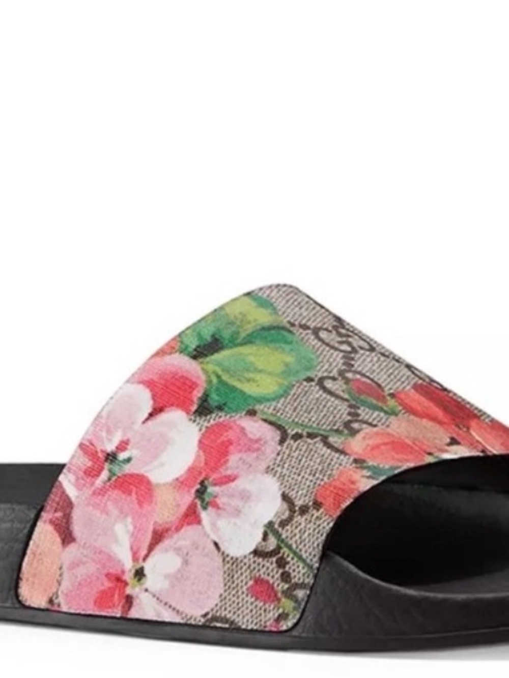 Gucci floral slides and fanny pack